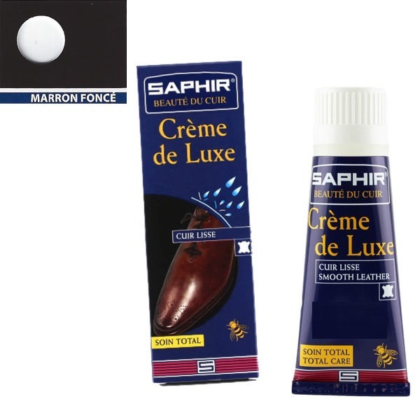 Cirage crème de luxe Saphir avec applicateur 75 ml marron foncé