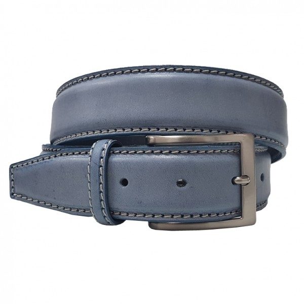 Ceinture cuir lisse bleu jean 40mm