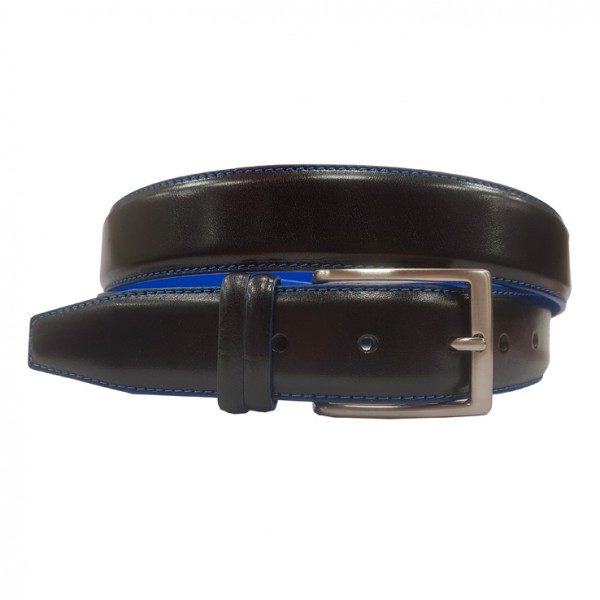 Ceinture en veau Noir/bleu en 35 MM