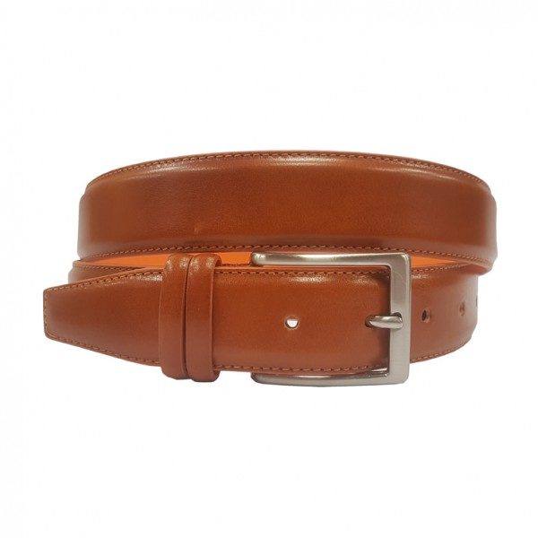 Ceinture en veau Marron clair/Orange en 35 MM