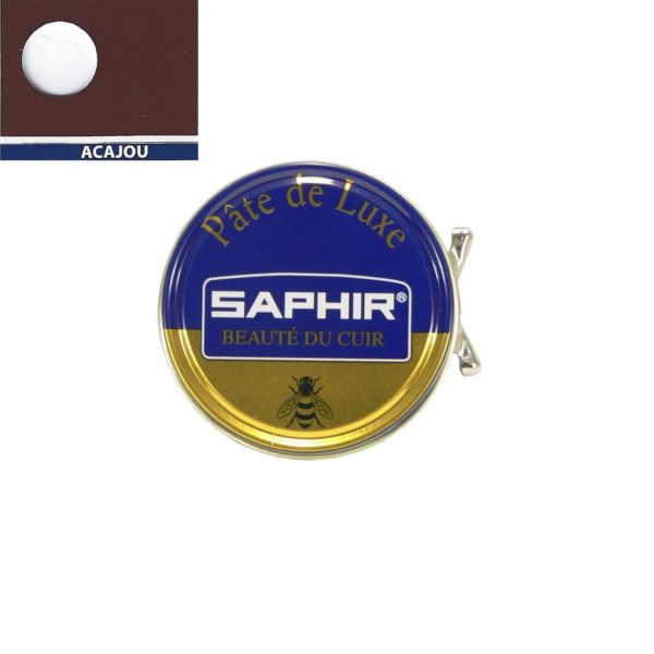 Cirage pâte de luxe Saphir 50 ml acajou à base de cire d'abeille pour chaussures