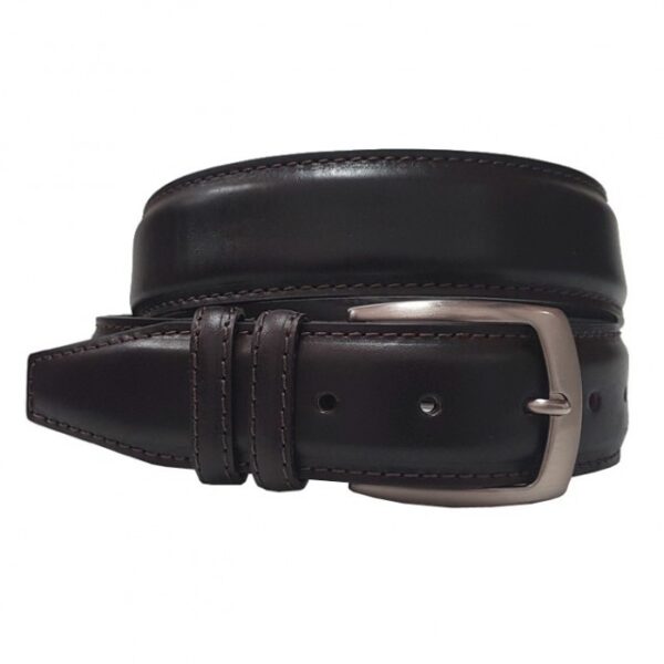 ceinture en cuir doublé collet pour homme marron foncé